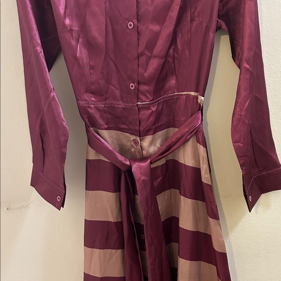 Striped Burgundy and Beige Maxi Dress* - Picture 3 of 8